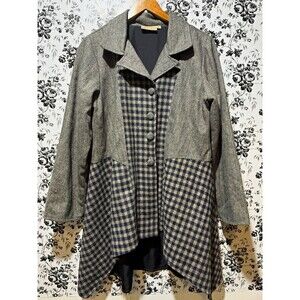 Paper Lace Womens M Wool Blend Tweed Herringbone Button Front Collared Jacket